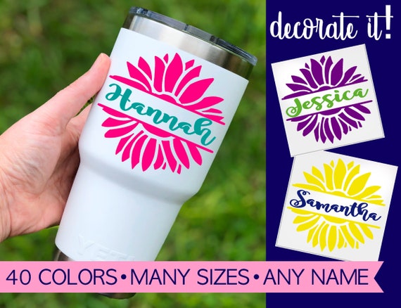 Flower Name Decal Yeti Decal Floral Flower Border Decal | Etsy