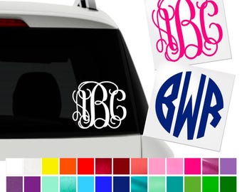 Personalized Monogram Car Decal – Custom Vinyl Initial Sticker for Cars, Tumblers & Laptops – Waterproof Monogram Gift