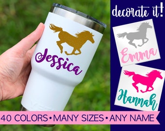 Running Horse Decal with Name | Horse Decal for Yeti | Vinyl Horse Sticker | Yeti Decal Horse | Personalized Horse Decal 5KD1Y-HORSE