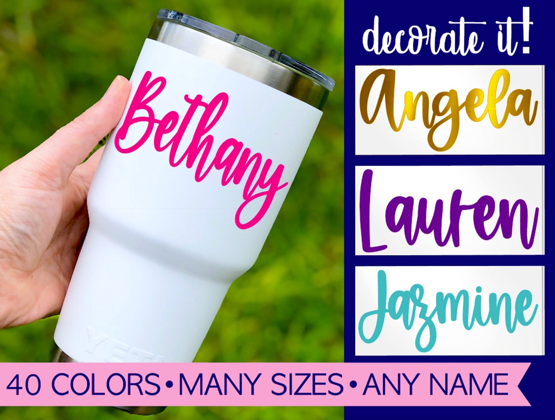 Name Decal Yeti Name Stickers Custom Name Sticker Decals Etsy