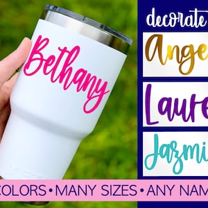 Yeti Name Decal for Personalizing Tumbler Cup, Adhesive Vinyl Decal to Customize Water Bottle with Name 5LN0Y-festive