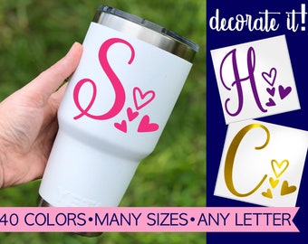 Letter with Heart Decals for Tumblers | Fancy Letter Decal | Fancy Letter Sticker | Fancy Decal Cup Letters | Personalized Sticker 5LN17Y