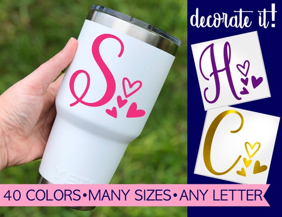 Letter With Heart Decals for Tumblers Fancy Letter Decal Fancy Letter  Sticker Fancy Decal Cup Letters Personalized Sticker 5LN17Y 