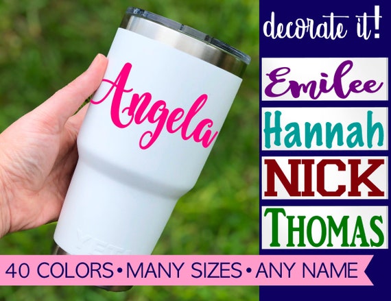 Crazy Wall Decals Custom Word Name Decal Sticker - Personalized Custom Font  Name Decals Stickers Compatible with Yeti RTIC Tumbler Cup - Laptop 