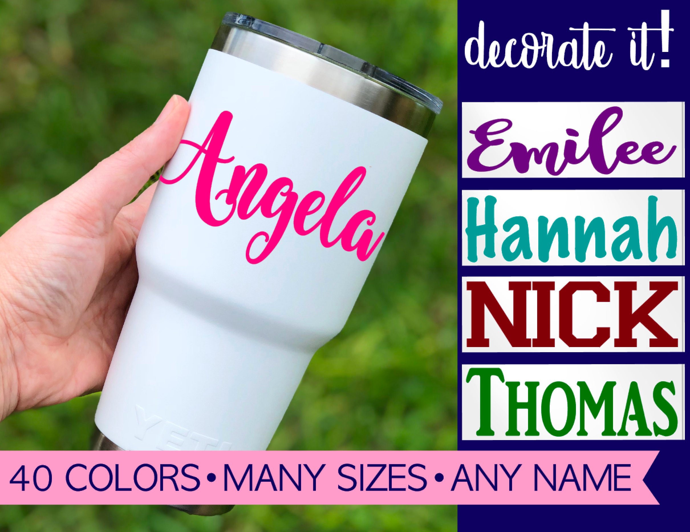 YOUR TEXT Vinyl Decal Tumbler Sticker Window Bumper CUSTOM Personalized Cup Name 