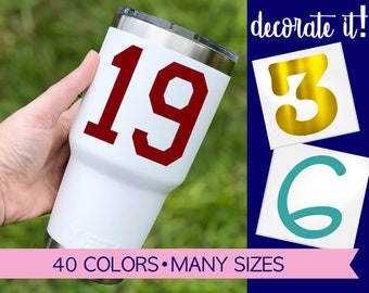 Vinyl Number Stickers for Water Bottle, Yeti or Cup, Number Stickers for Car, Sports Number Decal for Football, Basketball, etc. 5LN19Y