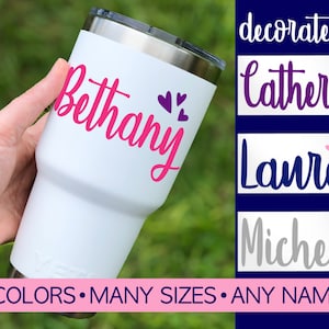Vinyl Name Decal with Hearts | Name Decal for Tumbler | Cup Decal Name | Personalized Name Stickers | Custom Name Decal Sticker  5LN15Y