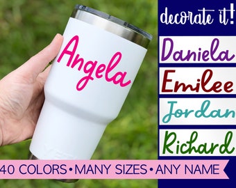 Custom name decal for tumbler. Name stickers for water bottle. Yeti tumbler decal lettering. Yeti vinyl decal for women.  Yeti cup decal.