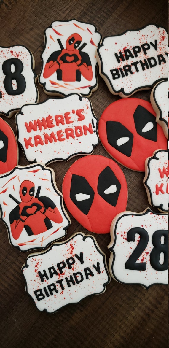One 1 Dozen Deadpool Theme Cookies Etsy