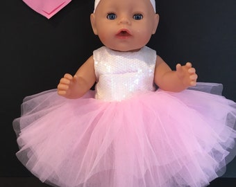 17” Baby Dolls Clothes New. Party Tutu Dress.  Fits Baby Born 17” Dolls - Similar Handmade Designer.