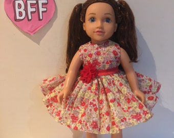 18” Dolls Clothes - Dress  Liberty Winter Rose Theme Dress - Headband fits  Our Generation Girl dolls  Fits American Girl Dolls