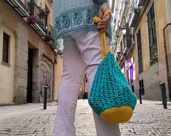 Reusable Shopping Bag, Colorful Folding Bag, Zero Waste Grocery, Mesh Bag, Shoulder Length, Fold Away, Market Tote, Ecofriendly Bag, Net Bag