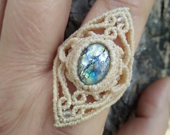 Bohemian Macrame Ring, Statement Ring Jewelry, Boho Ring for Women, Hippie Rings, Micromacrame Jewelry, Unique design