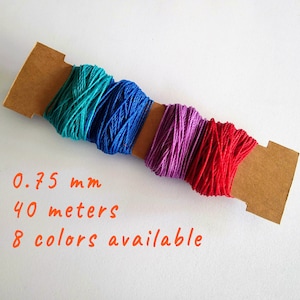 0.75 Linhasita Thread, Waxed Polyester Thread, Macrame Waxed Cord, Knotting Cord, Friendship Bracelet, Micromacrame String, 40 Meters