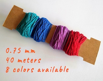 0.75 Linhasita Thread, Waxed Polyester Thread, Macrame Waxed Cord, Knotting Cord, Friendship Bracelet, Micromacrame String, 40 Meters