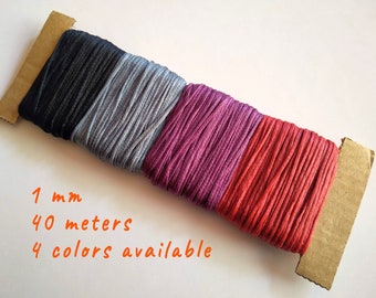 Flat Polyester Thread, 1 mm Macrame Cord, Jewelry Making Wire, Knotting Cord, Friendship Bracelet, Micromacrame String, 40 Meters