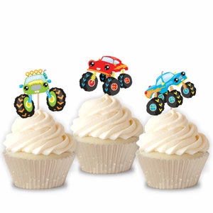 Monster Truck Cupcake Toppers, Set of 12