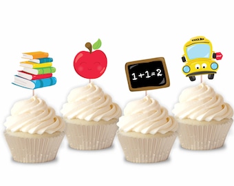 Back to School Cupcake Toppers, Set of 12