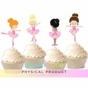 Ballerina Cupcake Toppers, Set of 12, Ballerina Birthday Party, Ballet Party, Tutu Party, Pink Ballerina Princess, Party Decor, Party Supply