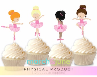 Ballerina Cupcake Toppers, Set of 12, Ballerina Birthday Party, Ballet Party, Tutu Party, Pink Ballerina Princess, Party Decor, Party Supply