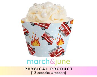 Feuerwehrauto Cupcake Wrappers, 12er Set, Feuerwehrmann, Feuerwehrauto Party Dekor Geburtstag Party Liefert Feuerwehrmann Party für Kinder Jungen Kleinkind