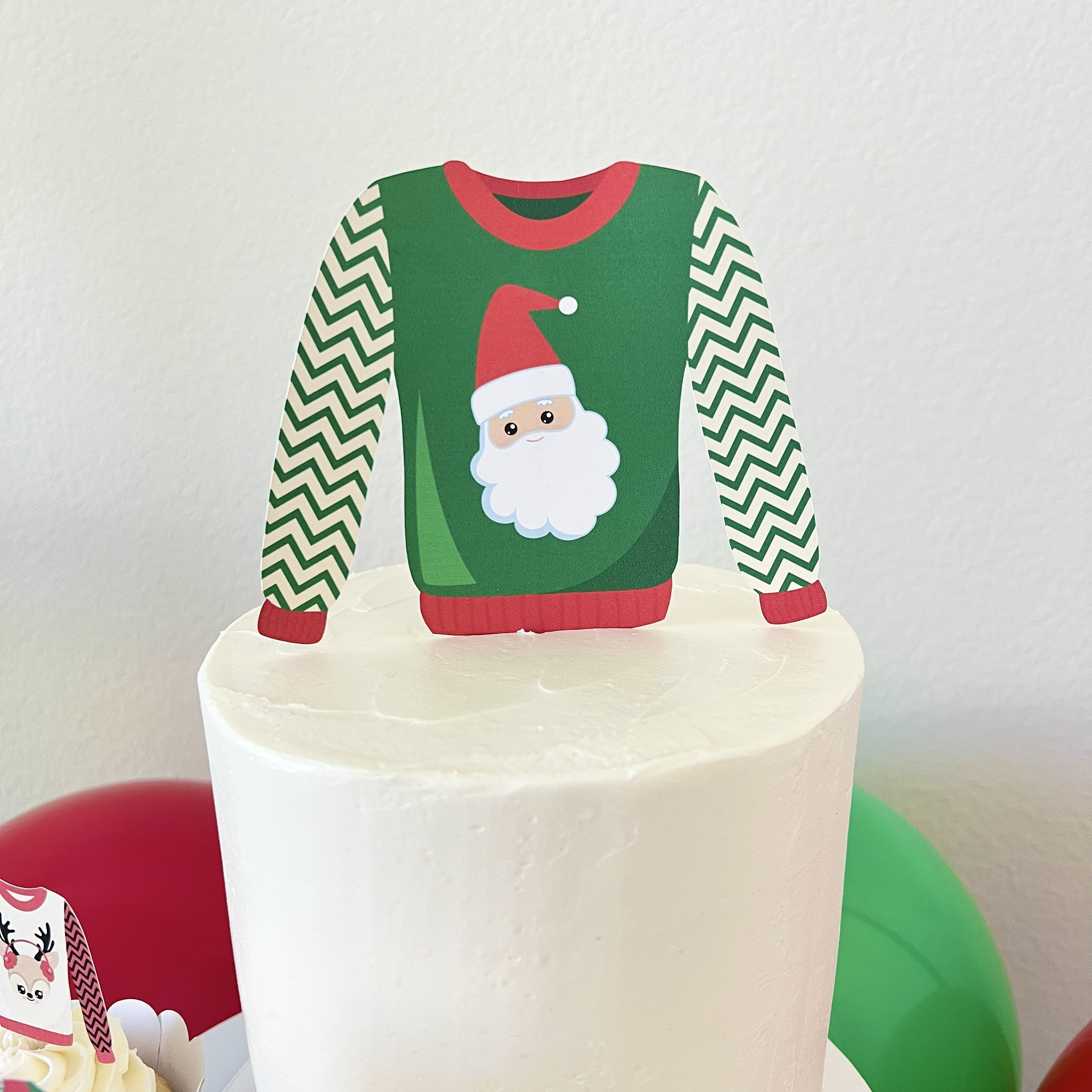 Ugly Sweater Cake Topper Christmas Theme Decor Accent