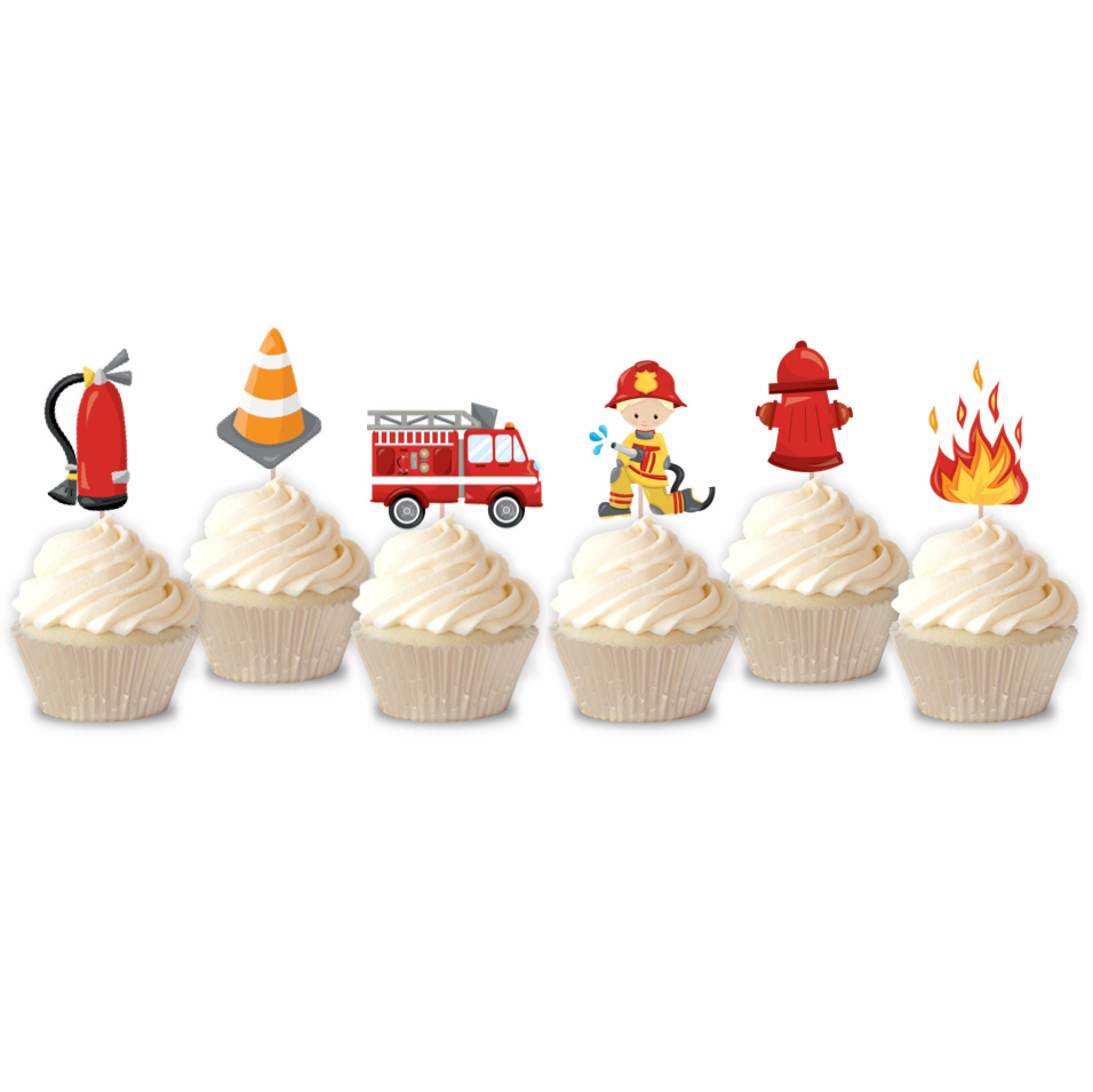 Red firetruck illustration, Frosting & Icing Cupcake Darington