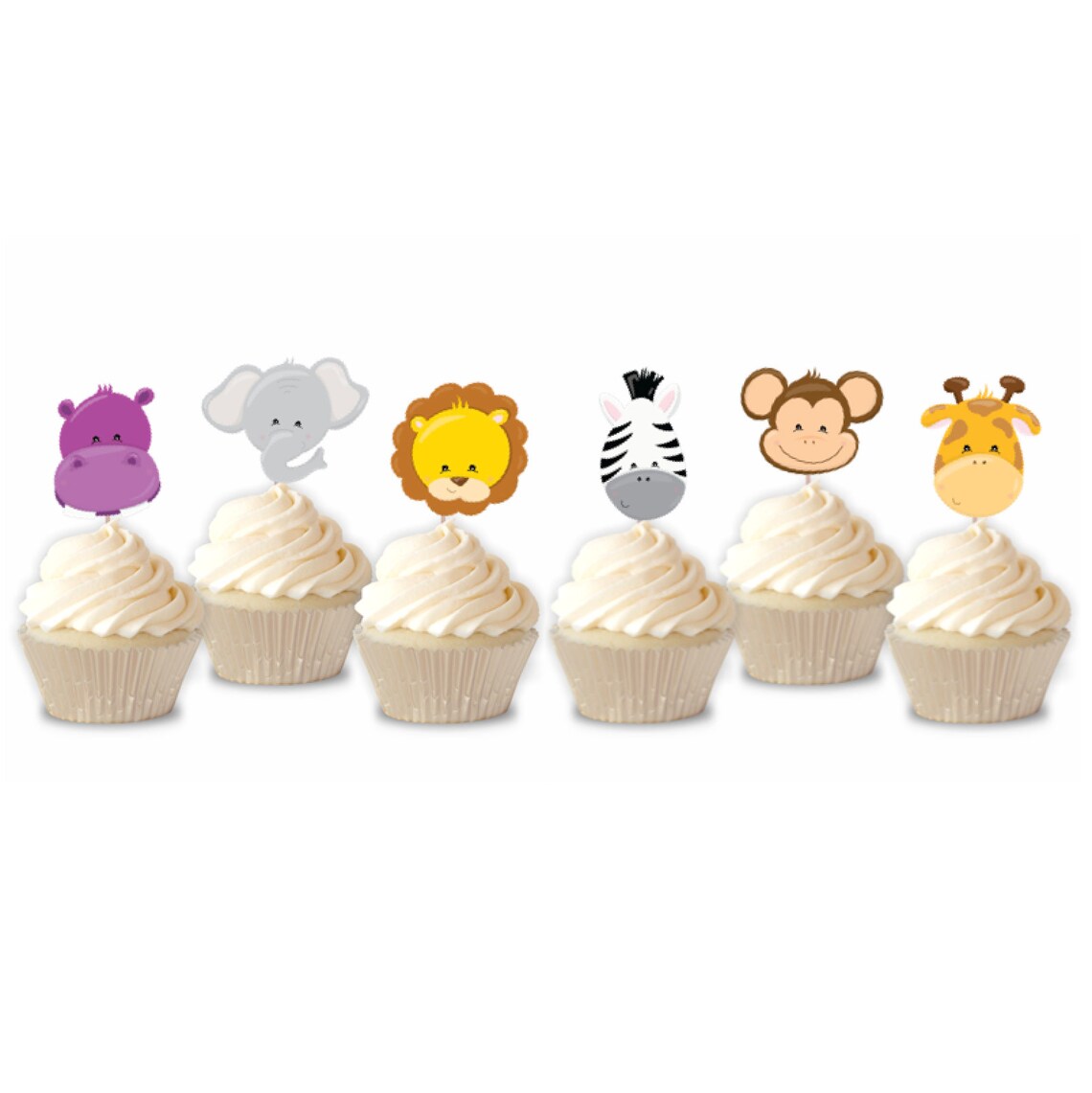 Safari Animals Cupcake Toppers Set of 12 Themed Birthday Etsy