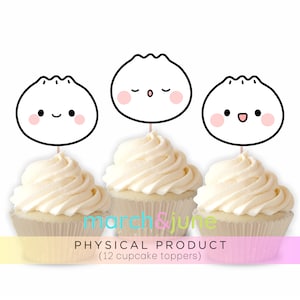 Dumpling Cupcake Toppers, Set of 12, Birthday Baby Shower Party Theme Decorations Asian Food Bao Dim Sum Korean Chinese Food