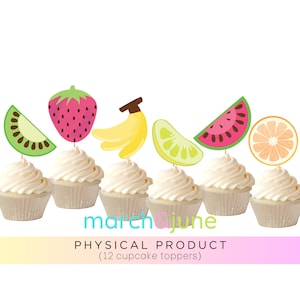 Tutti Frutti Cupcake Toppers, Set de 12, Cumpleaños, Despedida de Soltera, Ducha Nupcial, Baby Shower, Twotti Fruitti