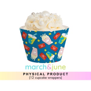 Movie Night Cupcake Wrappers, Set of 12, Cinema Movie House Party Decor Birthday Party Supplies Movie Theme Party