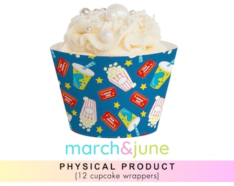 Movie Night Cupcake Wrappers, Set of 12, Cinema Movie House Party Decor Birthday Party Supplies Movie Theme Party