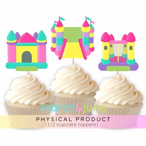 Springkasteel cupcake toppers, set van 12, thema verjaardagsfeest