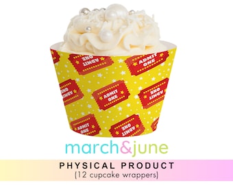 Movie Night Cupcake Wrappers, Set of 12, Cinema Movie House Party Decor Birthday Party Supplies Movie Theme Party Movie Tickets