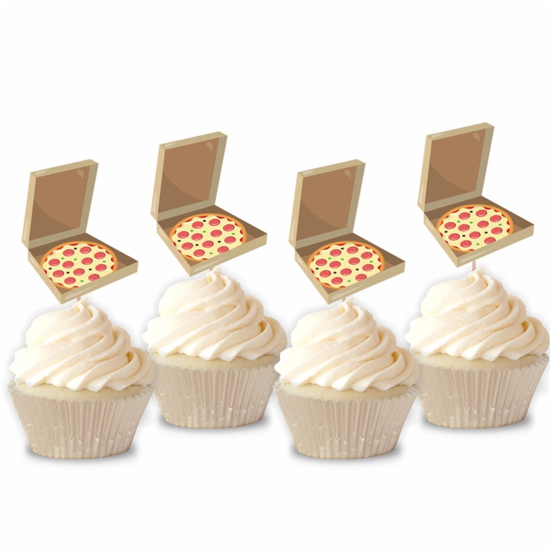 Pizza Party Cupcake Toppers Set of 12 Etsy