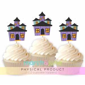 Halloween Haunted House Ghost Cupcake Toppers, Set of 12