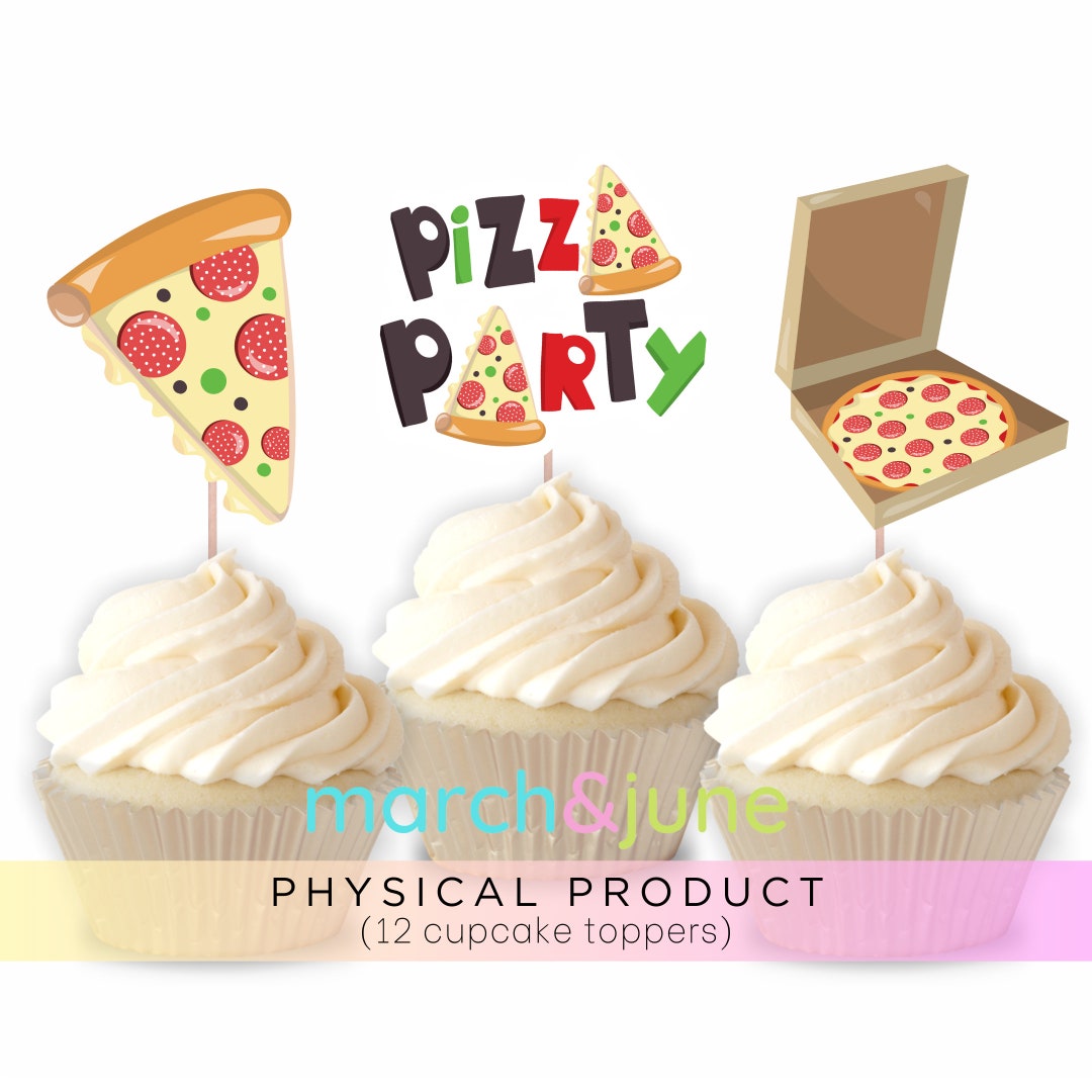 Pizza Party Cupcake Toppers, Set of 12 Etsy