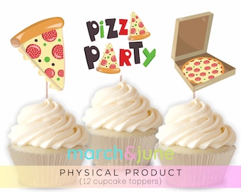 Pizza Party Cupcake Toppers, Set of 12