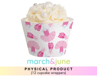 Ballerina Cupcake Wrappers, Set of 12, Ballet, Tutu Pink Dancer Birthday Party Theme Decor for Girls