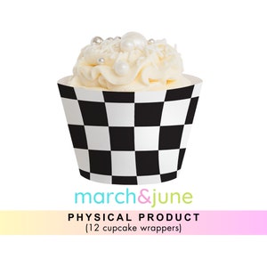 Cupcake Wrappers, Set of 12, Vintage Race Car, Two Fast Birthday Party Theme Decor
