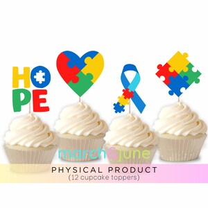 Autism Theme Cupcake Toppers, Set of 12