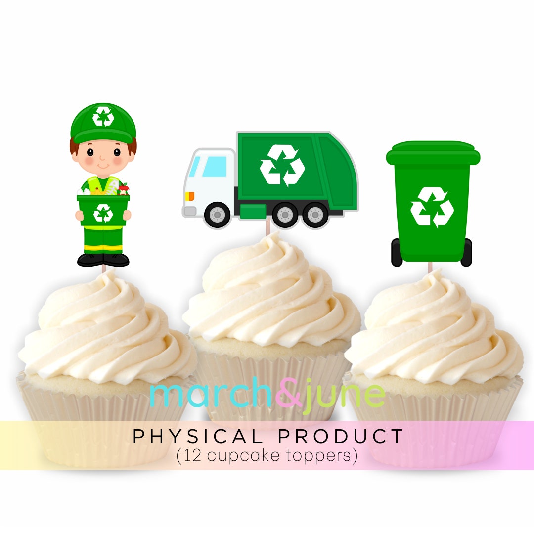8 Pcs Garbage Truck Cupcake Toppers - Perfect For Trash Truck Themed Birthday Parties & Recycling Decor - View #9