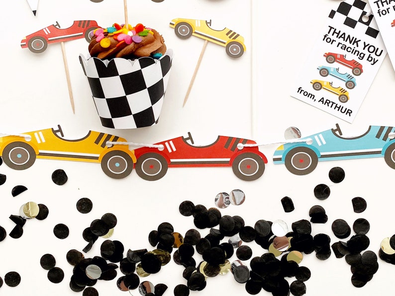 Garland Vintage Race Car Two Fast Birthday Party Theme Decor