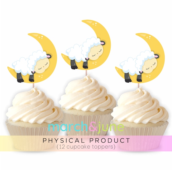 Counting Sheep Cupcake Toppers, Set of 12, Birthday Party Theme