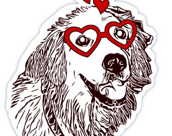 Golden Retriever Valentine r Dog Die-cut Sticker, Pet Sticker, Laptop and Water Bottle Sticker, Planner and Card Sticker