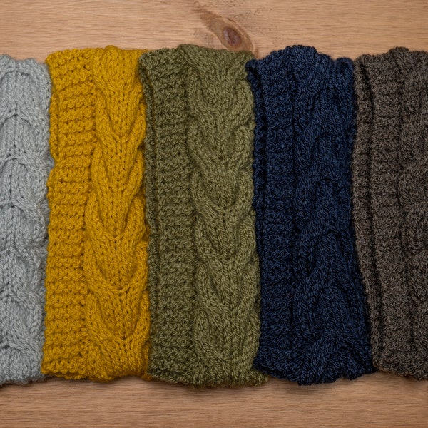 Hand Knitted Aran Yarn Headband: Ear Warmer