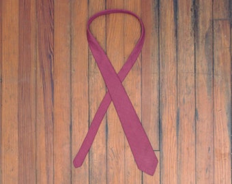 Laurent- YSL Saint Pale Red Pink Neck Tie Cravat Vintage Burgundy Red Linen Knit Necktie Yves St 56.5 Inches Preppy Prep Trad Menswear