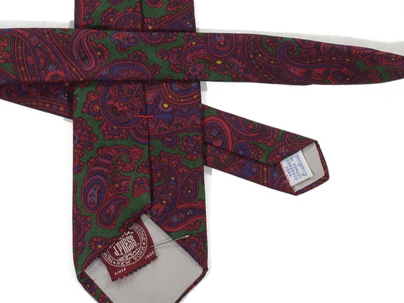57.5 Inches Green Red Yellow Purple Trad Preppy Ivy League Formal Heritage Neck Tie Cravat Vintage J Press Paisley Necktie