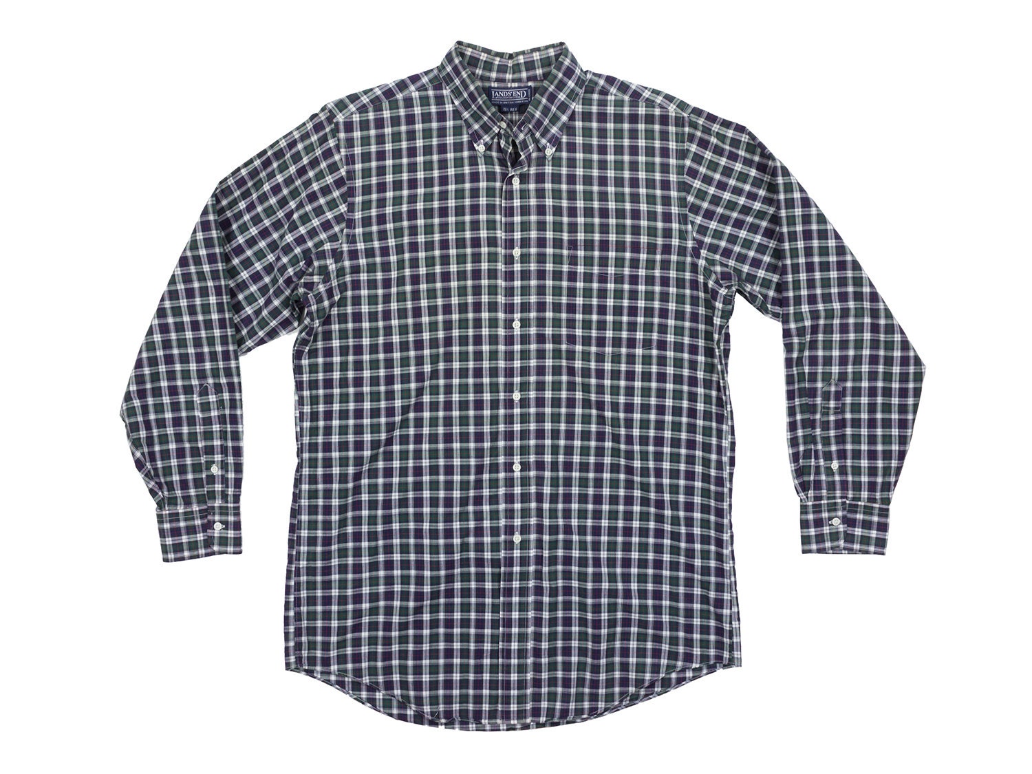 Plaid Land's End Oxford Shirt-blue 