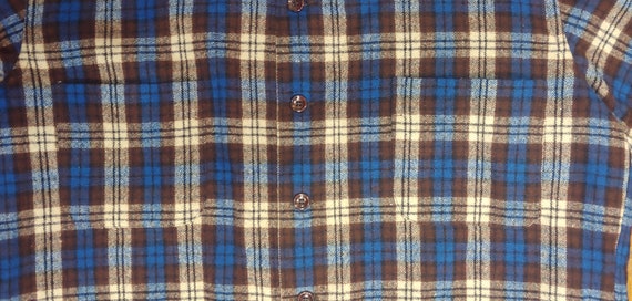 Vintage Lined Flannel Shirt - Blue Brown Black Pl… - image 3